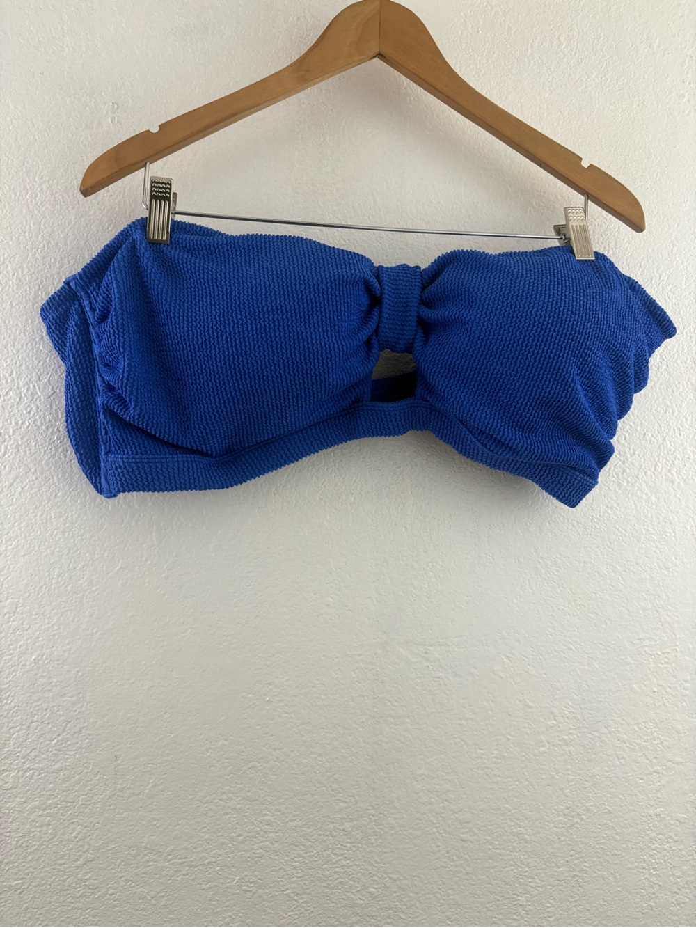 Shade & Shore Pucker Textured Bandeau Bikini Top royal/cobalt blue size 3X